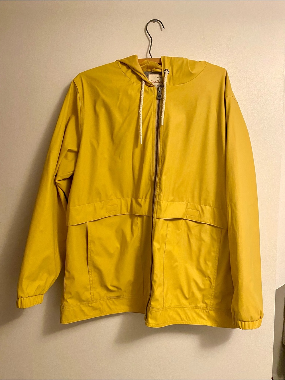 Weatherproof Yellow Hooded Raincoat with Front Zip